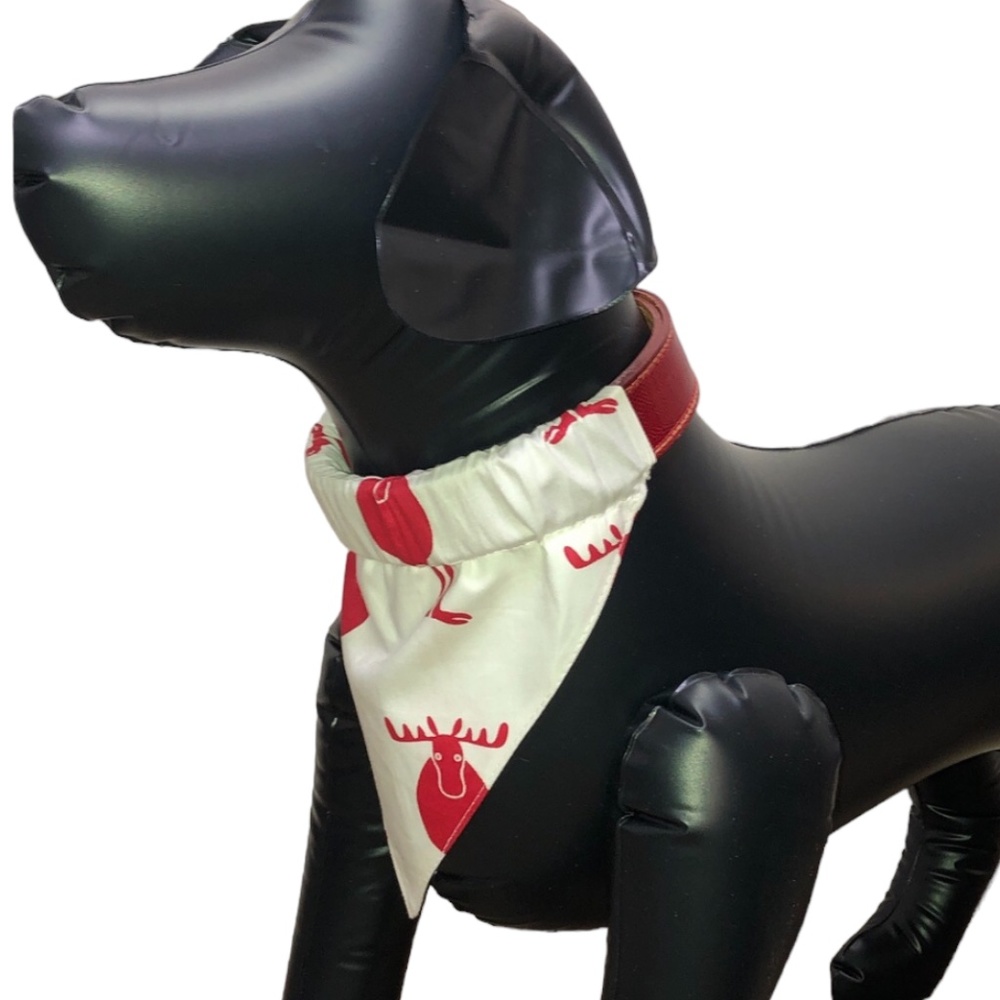 Dog Bandana Over The Collar Red Christmas Reindeer Print pet scarf DOG MOM GIFT
